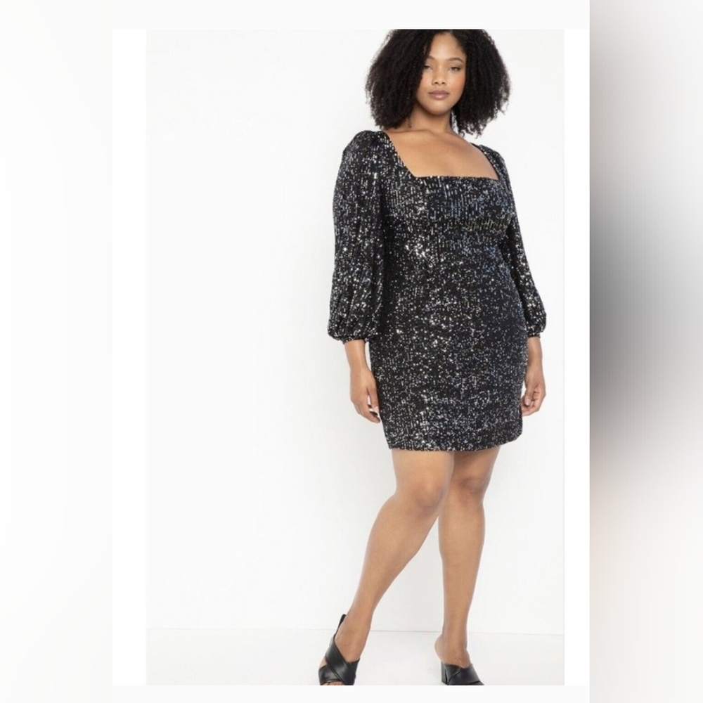 Eloquii black & silver sequin dress